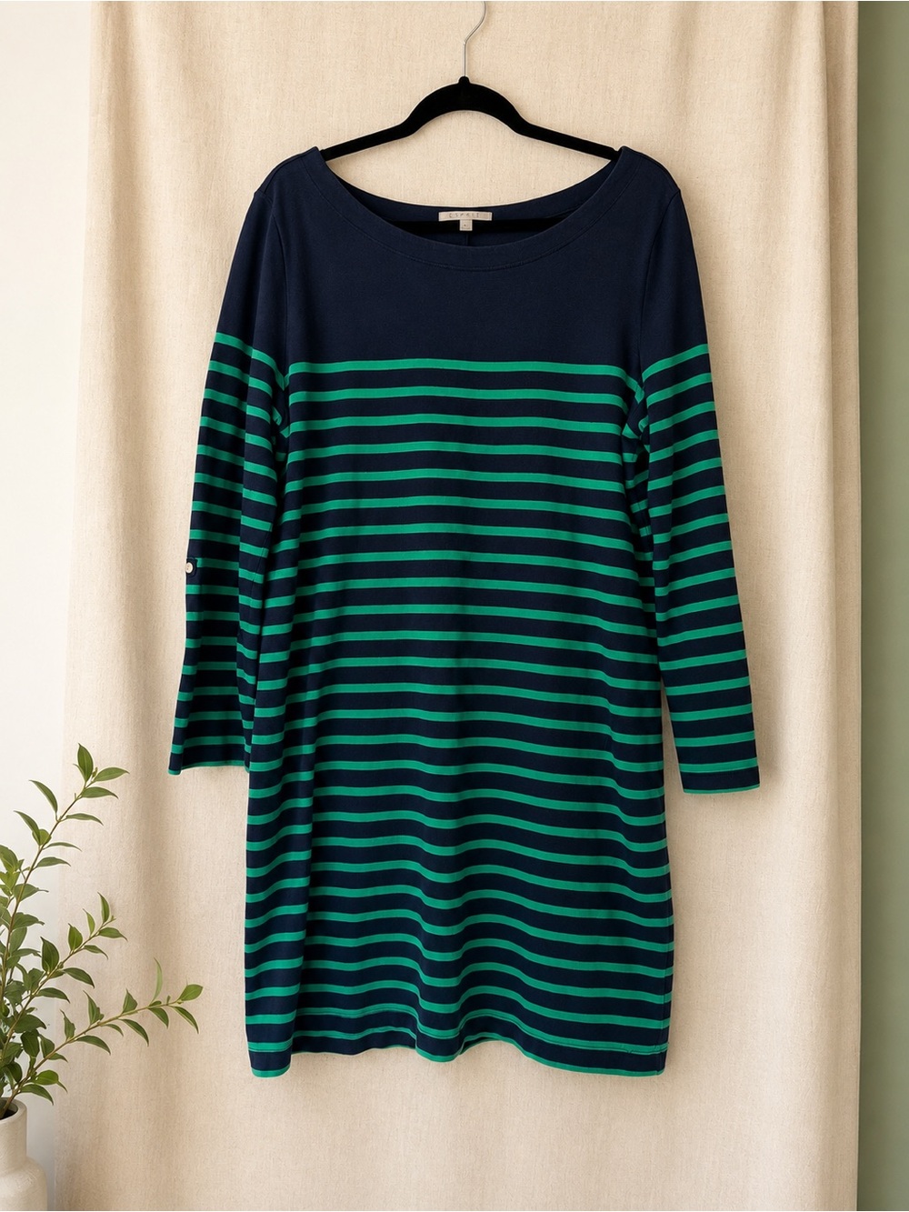 Gap Navy & Green Striped Boatneck Dress XL